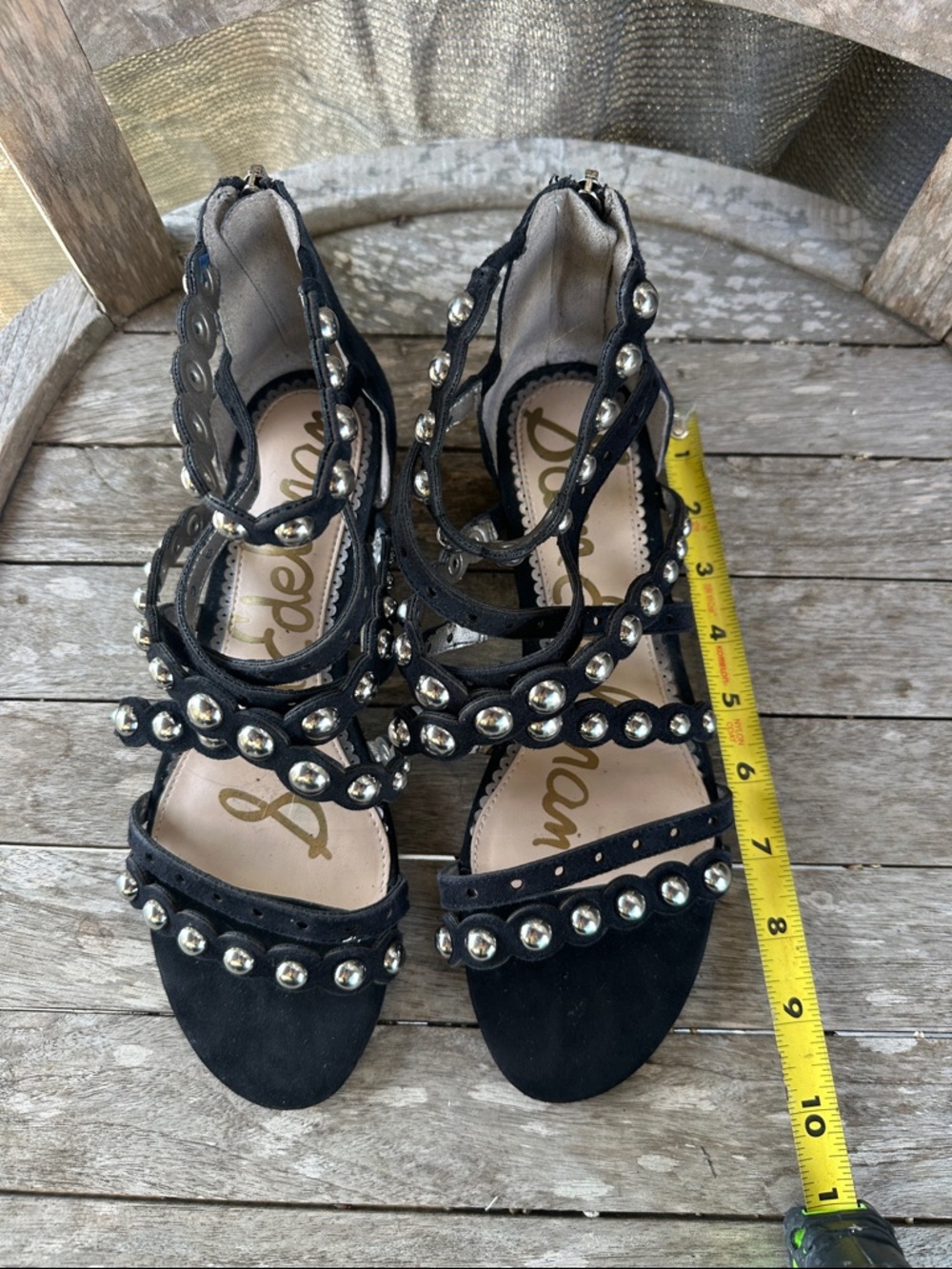 Sam Edelman Black Studded Suede Strappy Heels 8